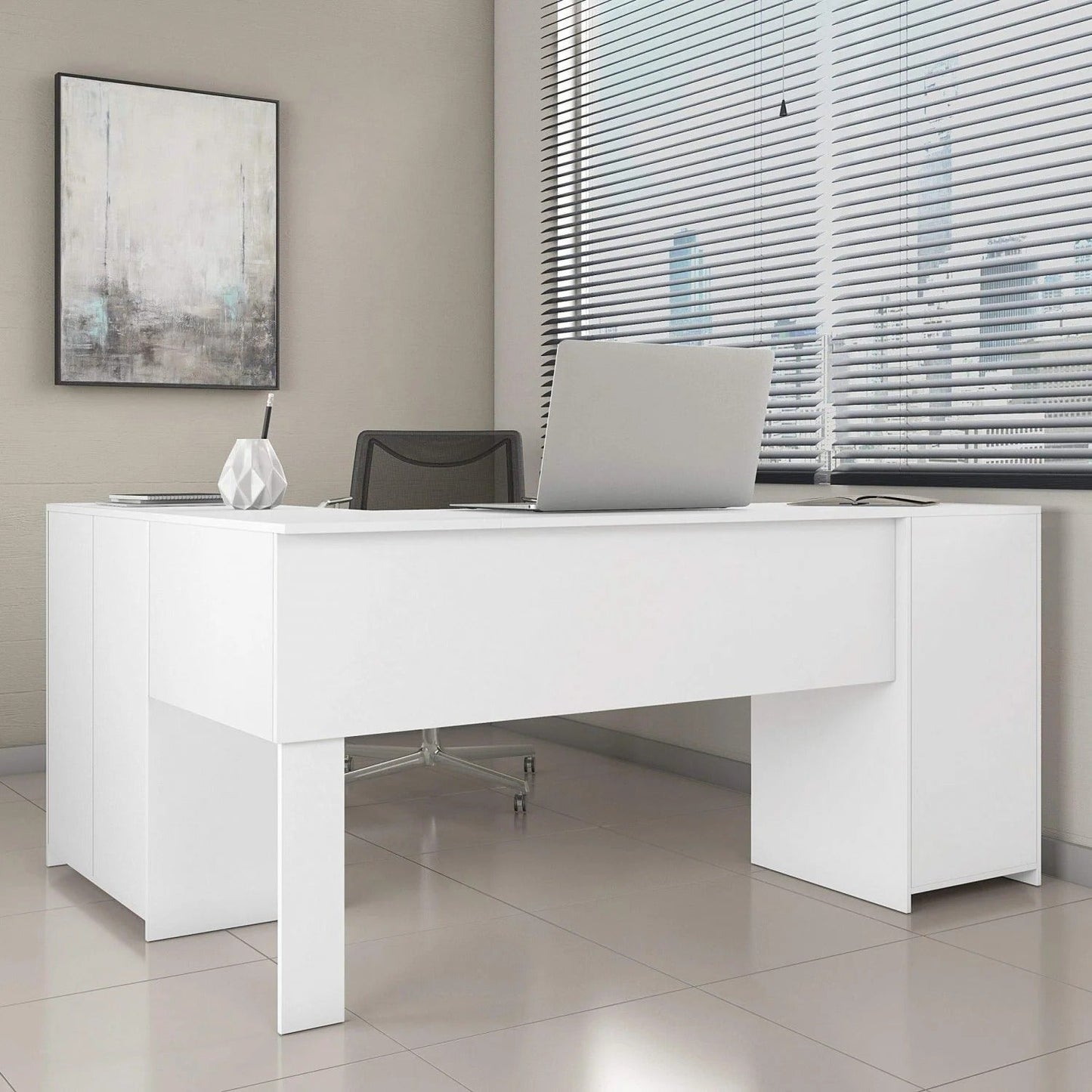 Mesa de Escritório em L 2 Gavetas 3 Portas Office NT 2005