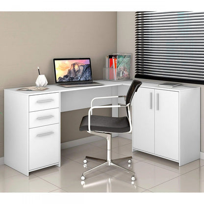 Mesa de Escritório em L 2 Gavetas 3 Portas Office NT 2005